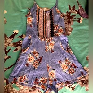 Lily Rose Blue/ Multicolor Floral Romper, Lily Pulitzer Women’s Medium